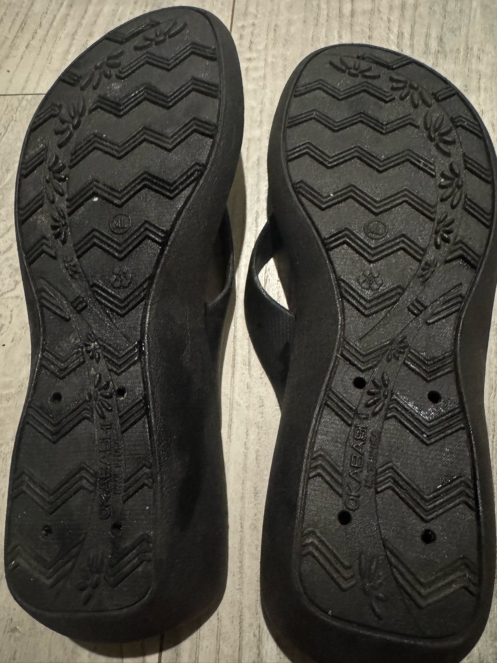 Okabashi Splash Black Women's Wedge Thong Flip Flop Sandals SIZE ML See size pic - Picture 7 of 8